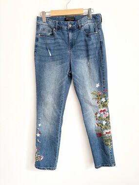 Renuar Floral Embroidered Cropped Jeans Cottagecore Botanical 4